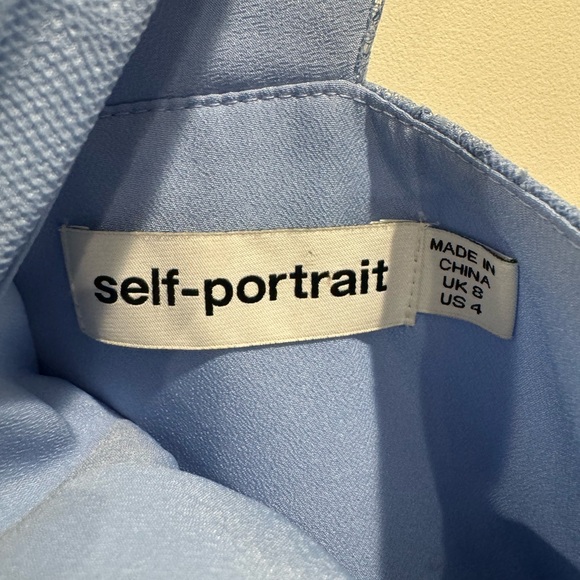 Self Portait Blue Cross Front Fine Lace Mini Dress - Picture 5 of 11